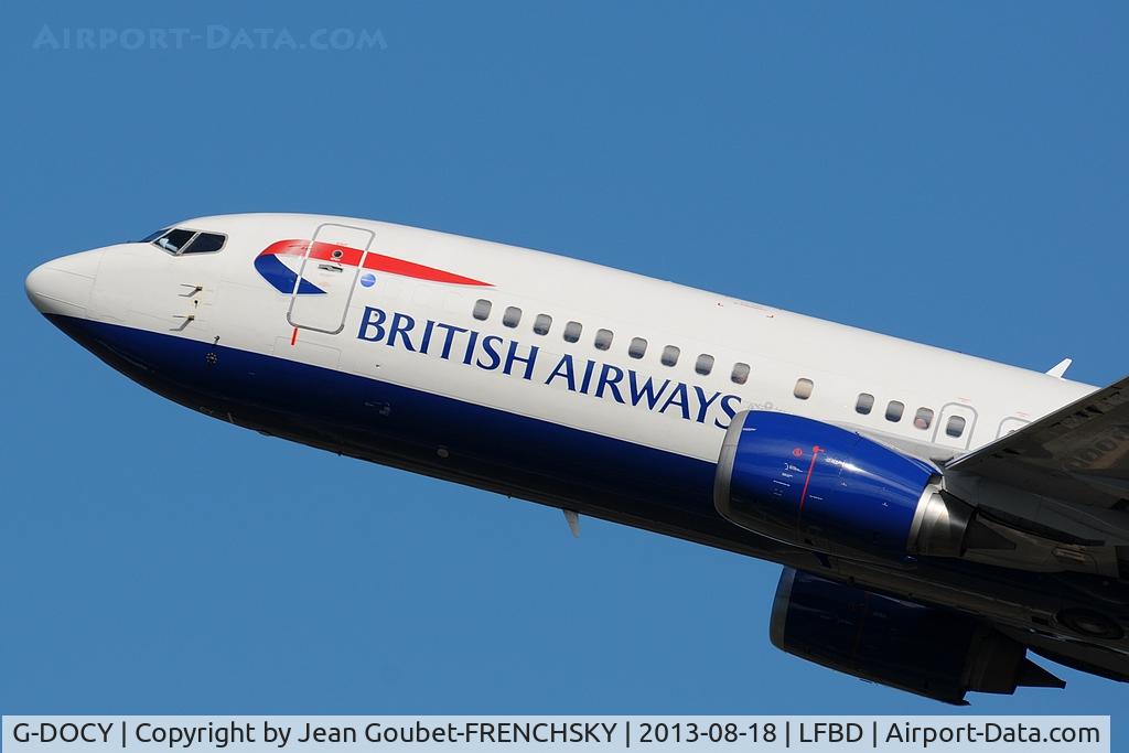 G-DOCY, 1993 Boeing 737-436 C/N 25844, take off to LGW