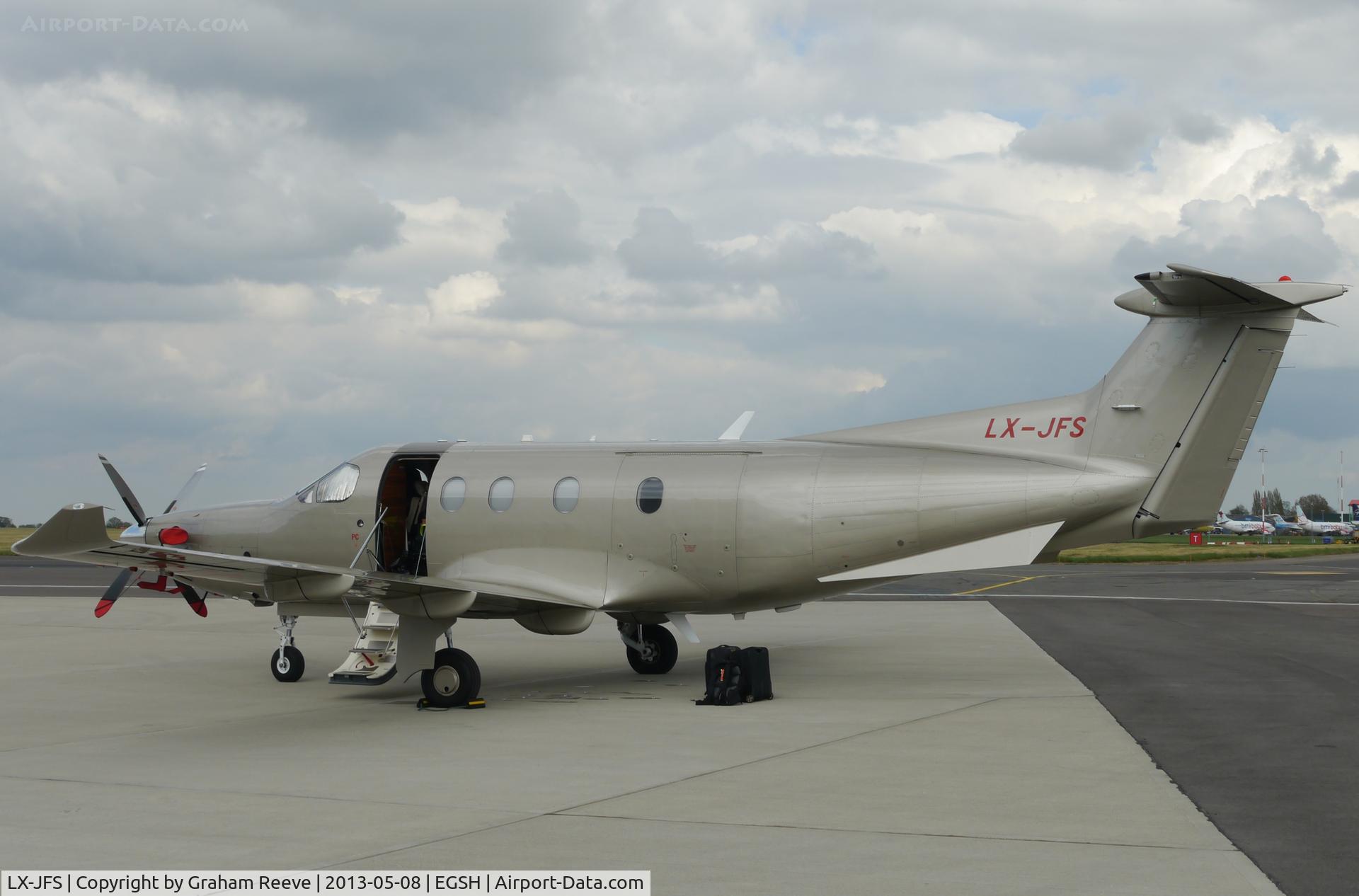 LX-JFS, 2011 Pilatus PC-12/47E C/N 1314, Parked at Norwich.