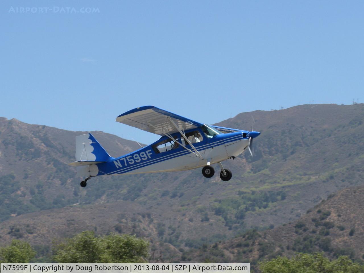 N7599F, 1970 Champion 7ECA Citabria C/N 745-70, 1970 Champion 7ECA CITABRIA, Lycoming O-235 115 Hp, takeoff climb Rwy 22, Young Eagles Flight