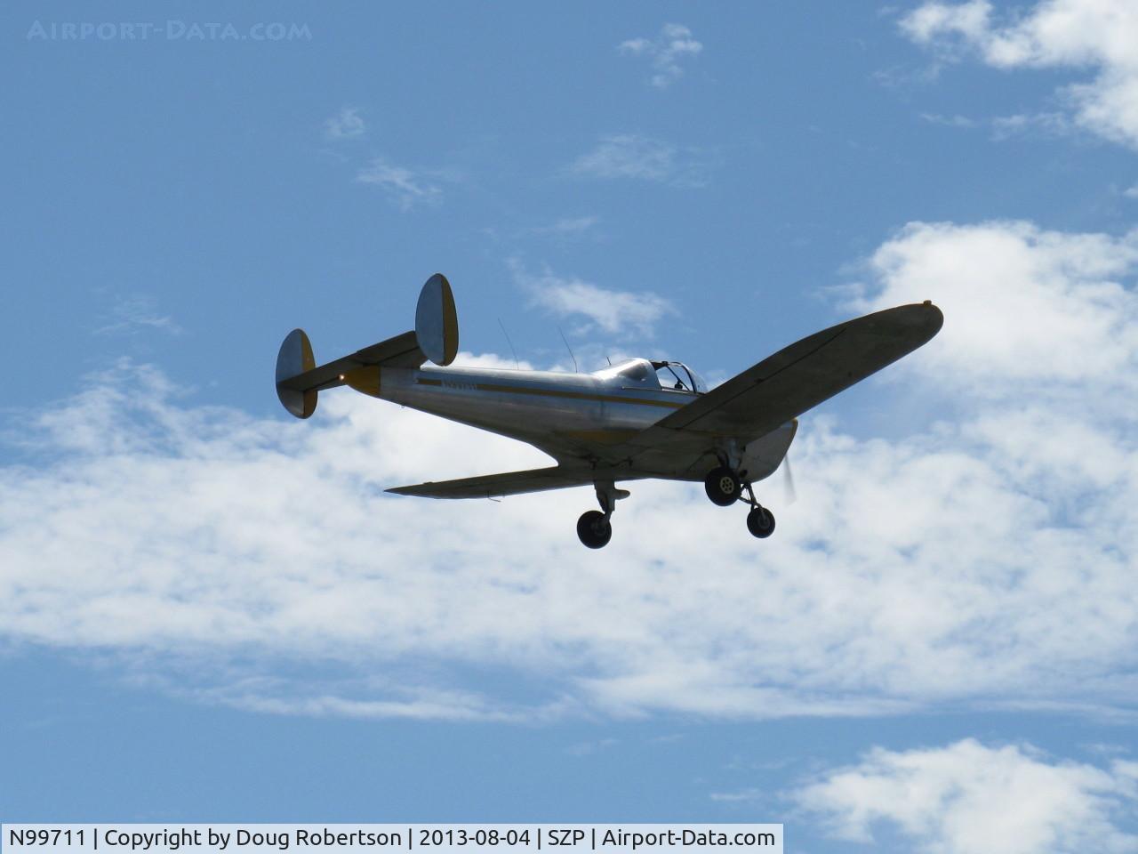 N99711, 1946 Erco 415D Ercoupe C/N 2334, 1946 ERCO Ercoupe 415-D, Continental O-200 100 Hp upgrade, takeoff climb Rwy 22