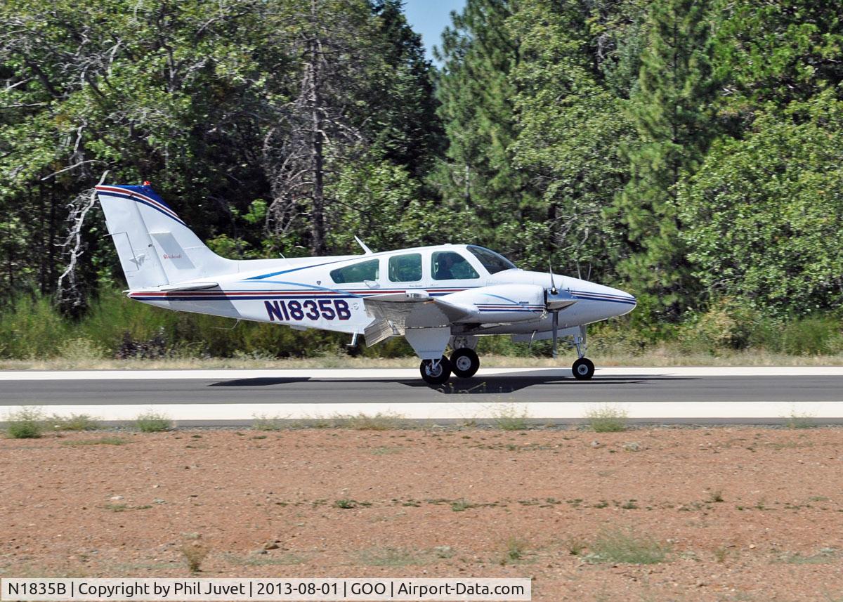 N1835B, 1977 Beech 95-B55 (T42A) Baron C/N TC-2076, Lan ding at Nevada County Airport, Grass Valley, CA.