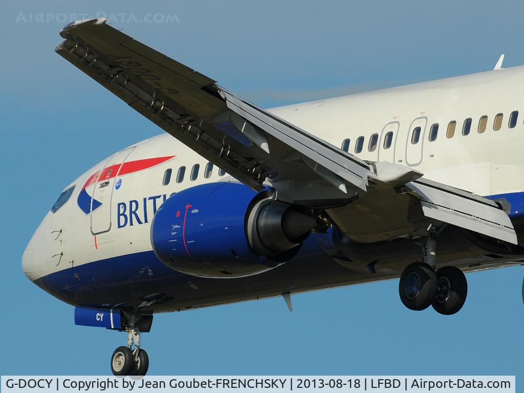 G-DOCY, 1993 Boeing 737-436 C/N 25844, landing 23 from LGW