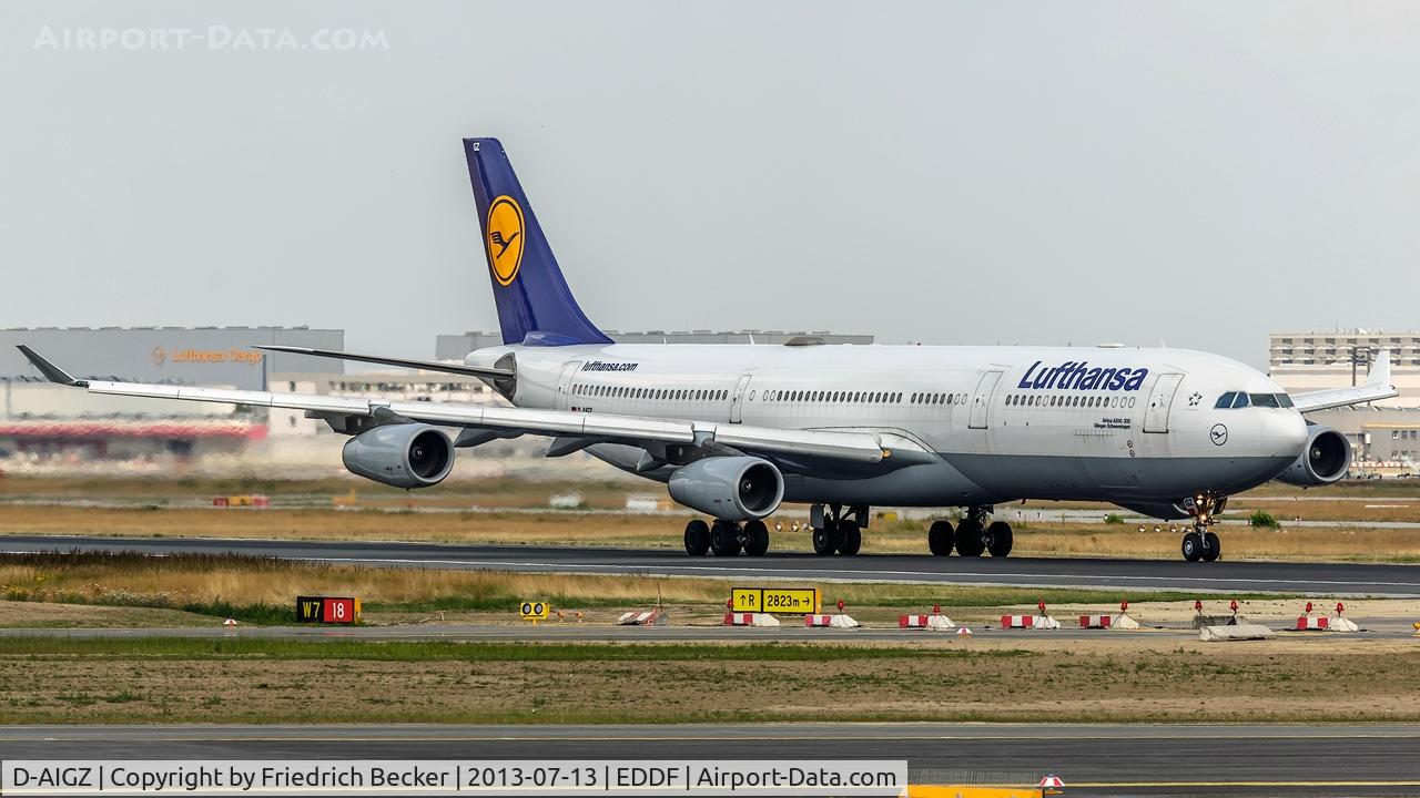 D-AIGZ, 2000 Airbus A340-313 C/N 347, departure via RW18W