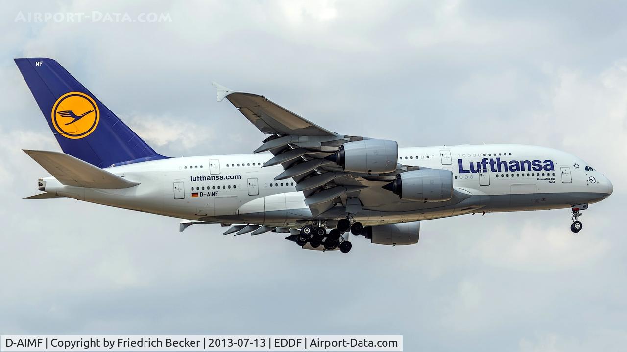 D-AIMF, 2011 Airbus A380-841 C/N 066, on final RW07R