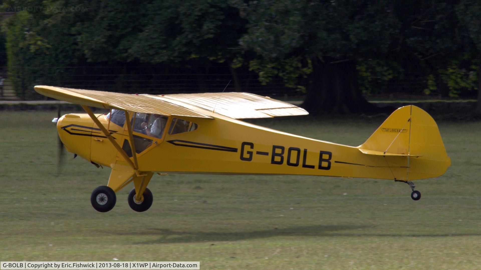 G-BOLB, 1941 Taylorcraft BC-12-65 C/N 3165, 1. G-BOLB at The 28th. International Moth Rally at Woburn Abbey, Aug. 2013.