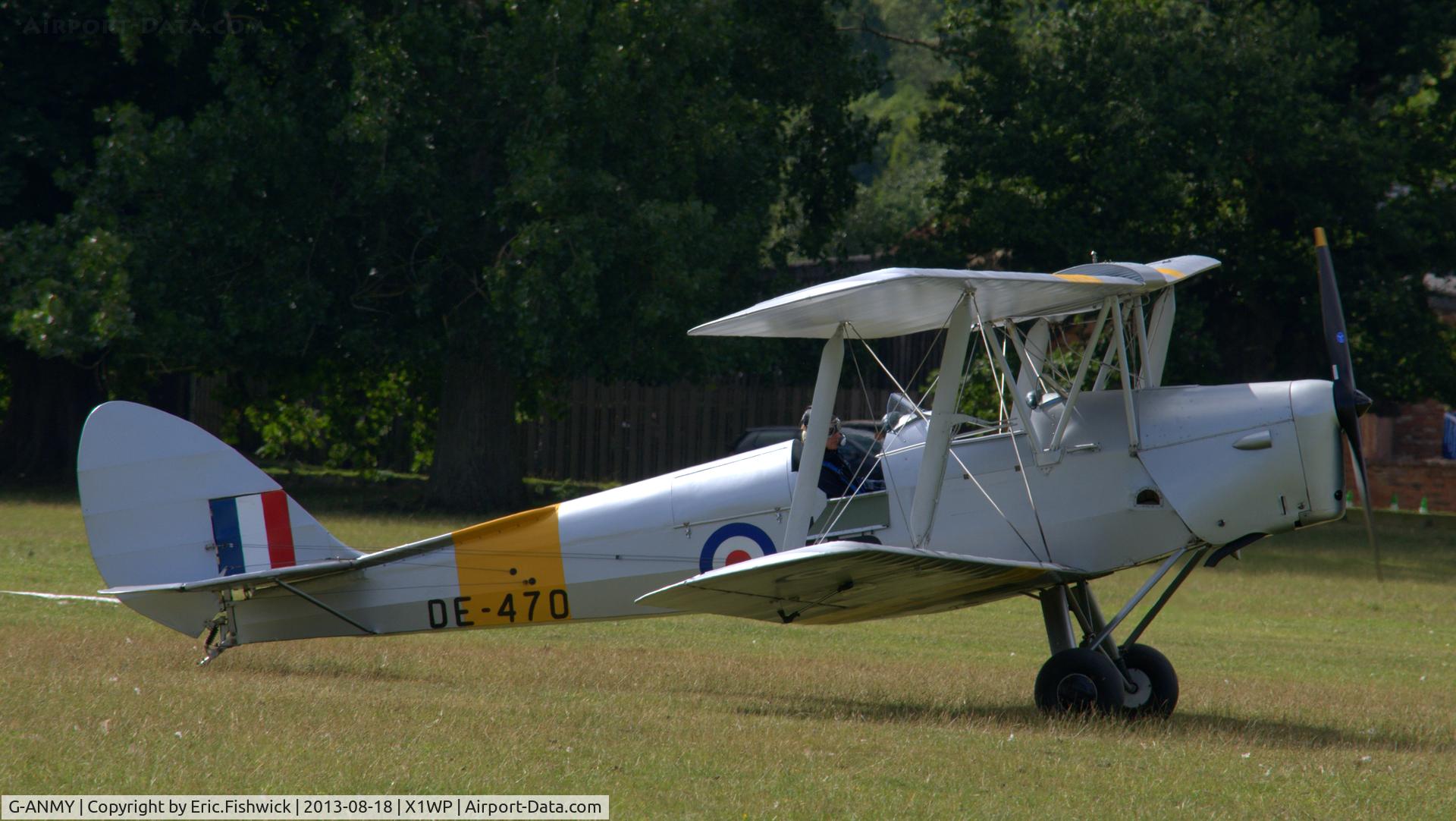 G-ANMY, 1942 De Havilland DH-82A Tiger Moth II C/N 85466, 2. DE-470 at The 28th. International Moth Rally at Woburn Abbey, Aug. 2013.