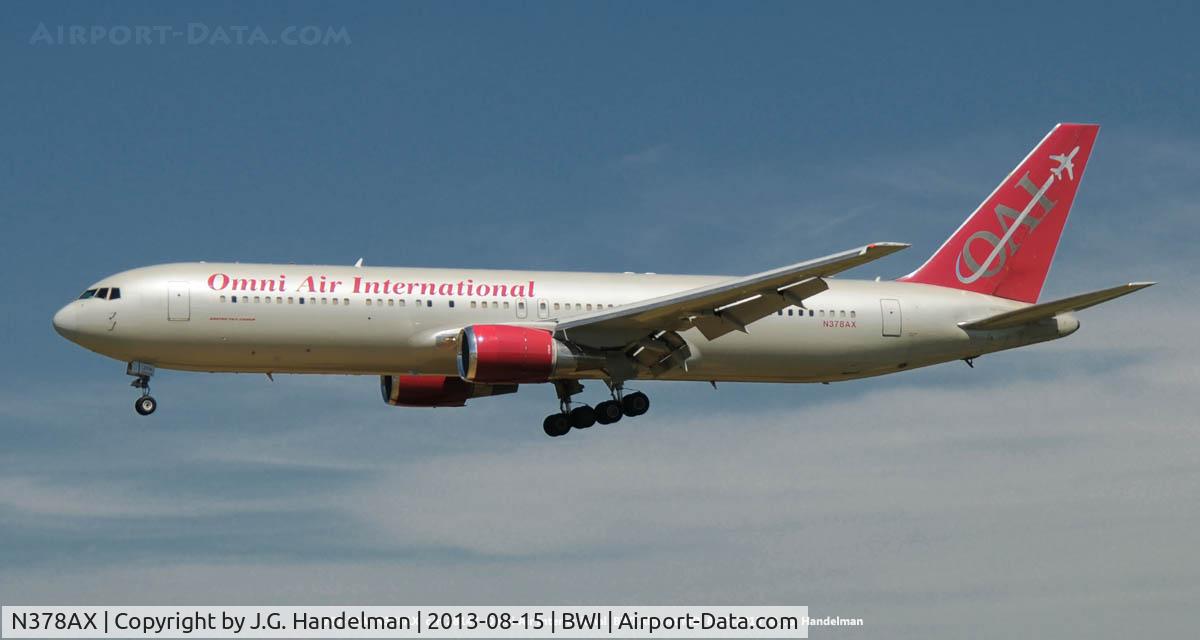 N378AX, 1996 Boeing 767-33A/ER C/N 28147, On final.