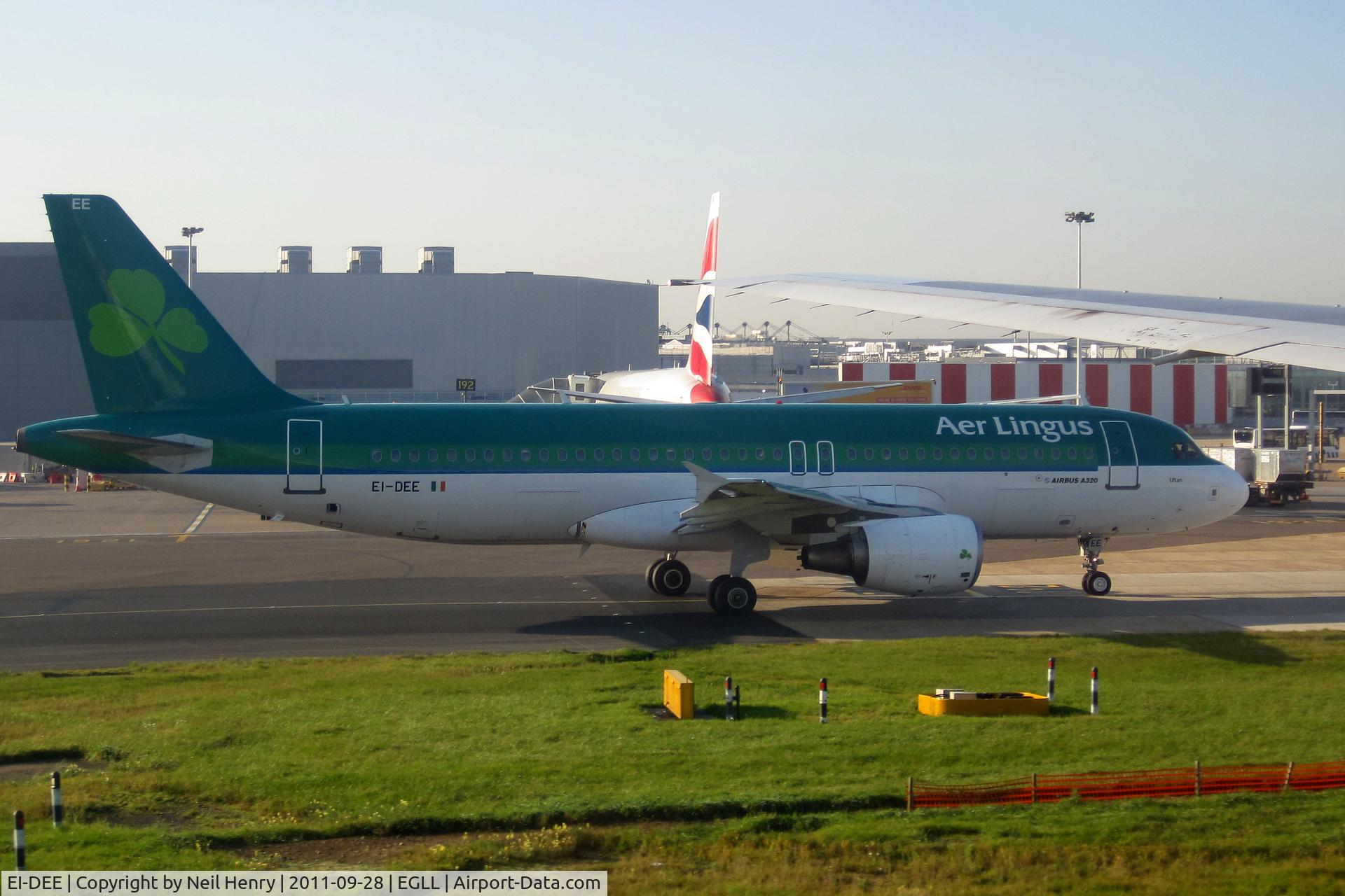 EI-DEE, 2004 Airbus A320-214 C/N 2250, taken whilst taxiing at LHR 28 Sept 2011 about 08:15 hours