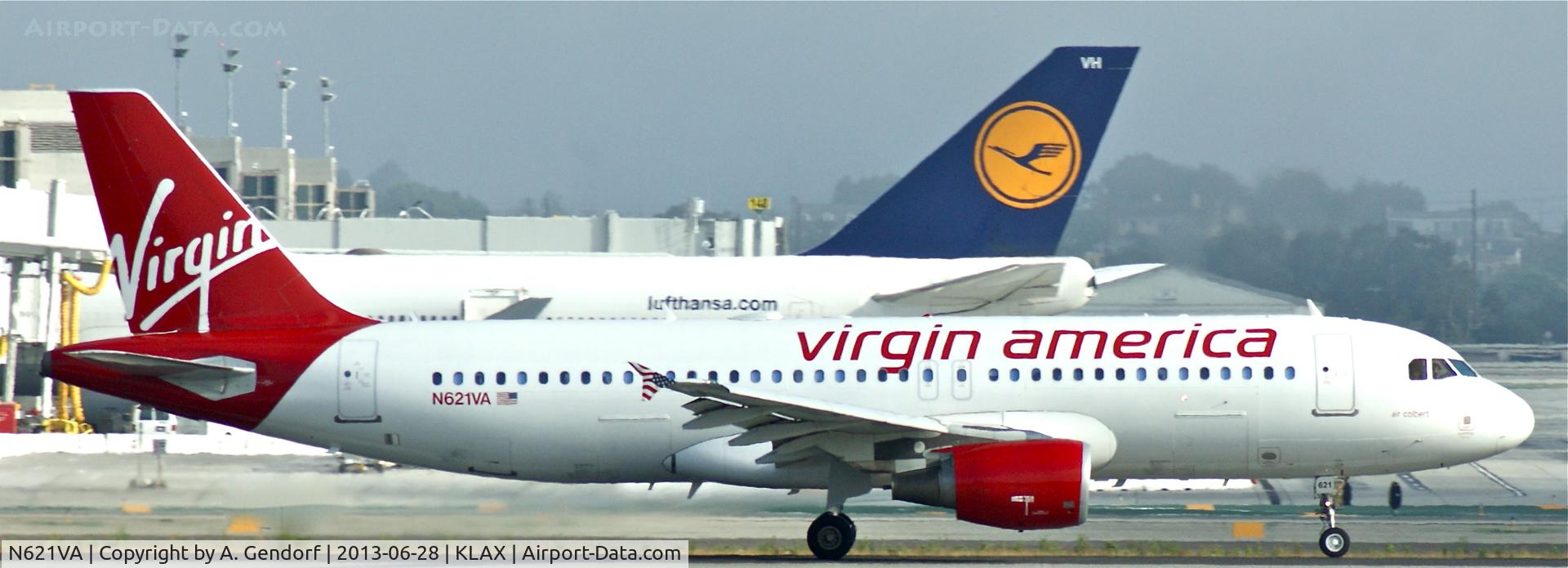 N621VA, 2005 Airbus A320-214 C/N 2616, Virgin America, seen here speeding up RWY 24L at Los Angeles(KLAX)