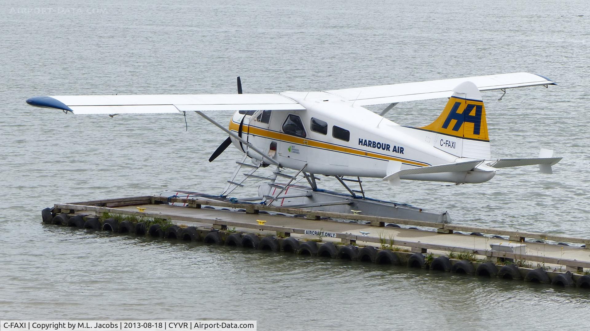 C-FAXI, 1963 De Havilland Canada DHC-2 Beaver Mk.I C/N 1514, Harbour Air #205 docked at the Fraser River terminal.
