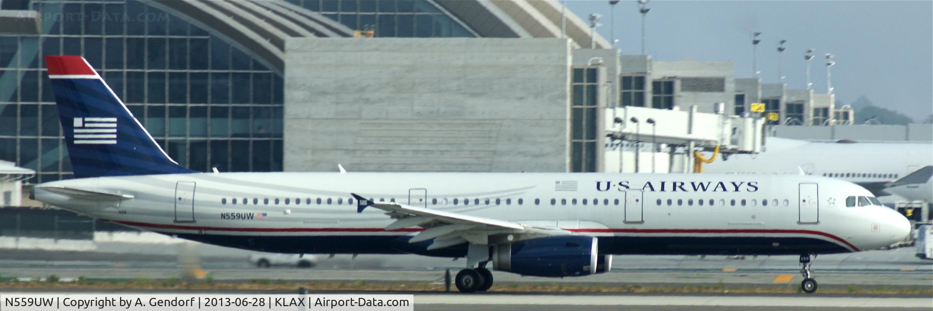 N559UW, 2012 Airbus A321-231 C/N 5292, US Airways, is departing Los Angeles Int´l(KLAX) via RWY 24L