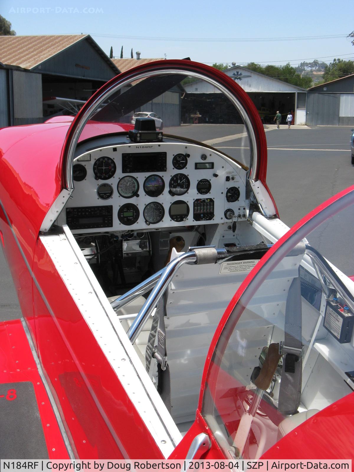 N184RF, 2003 Vans RV-8 C/N 80122, 2003 Findly VAN's RV-8, instrument atop cowl center is a Zaon XRX for range, altitude & bearing for 3 targets for collision avoidance. I've flown in an RV-7 with it AND IT WORKS!!!