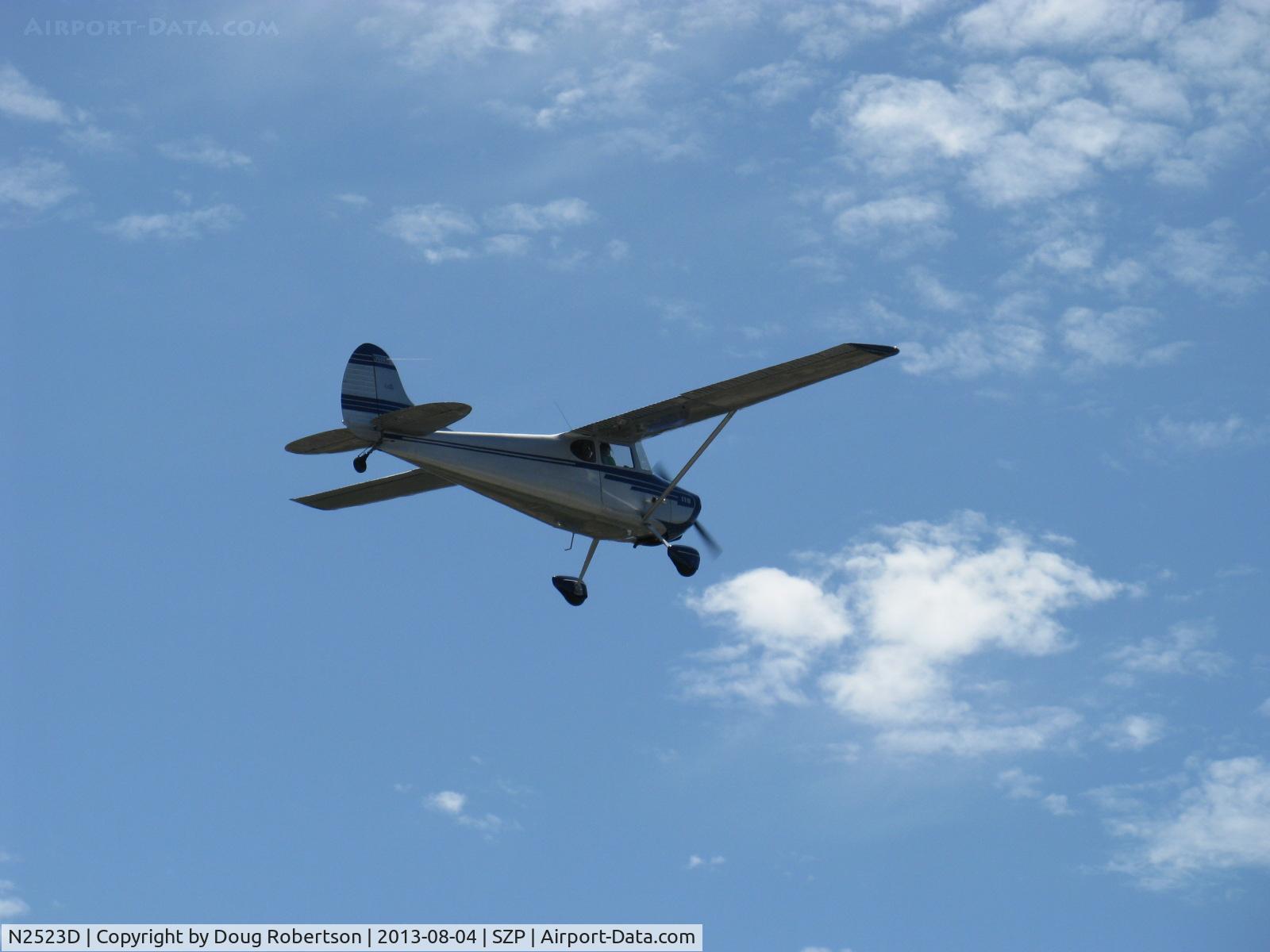 N2523D, 1952 Cessna 170B C/N 20675, 1952 Cessna 170B, Continental O-300 145 Hp 6 cylinder, refinished, takeoff climb Rwy 22