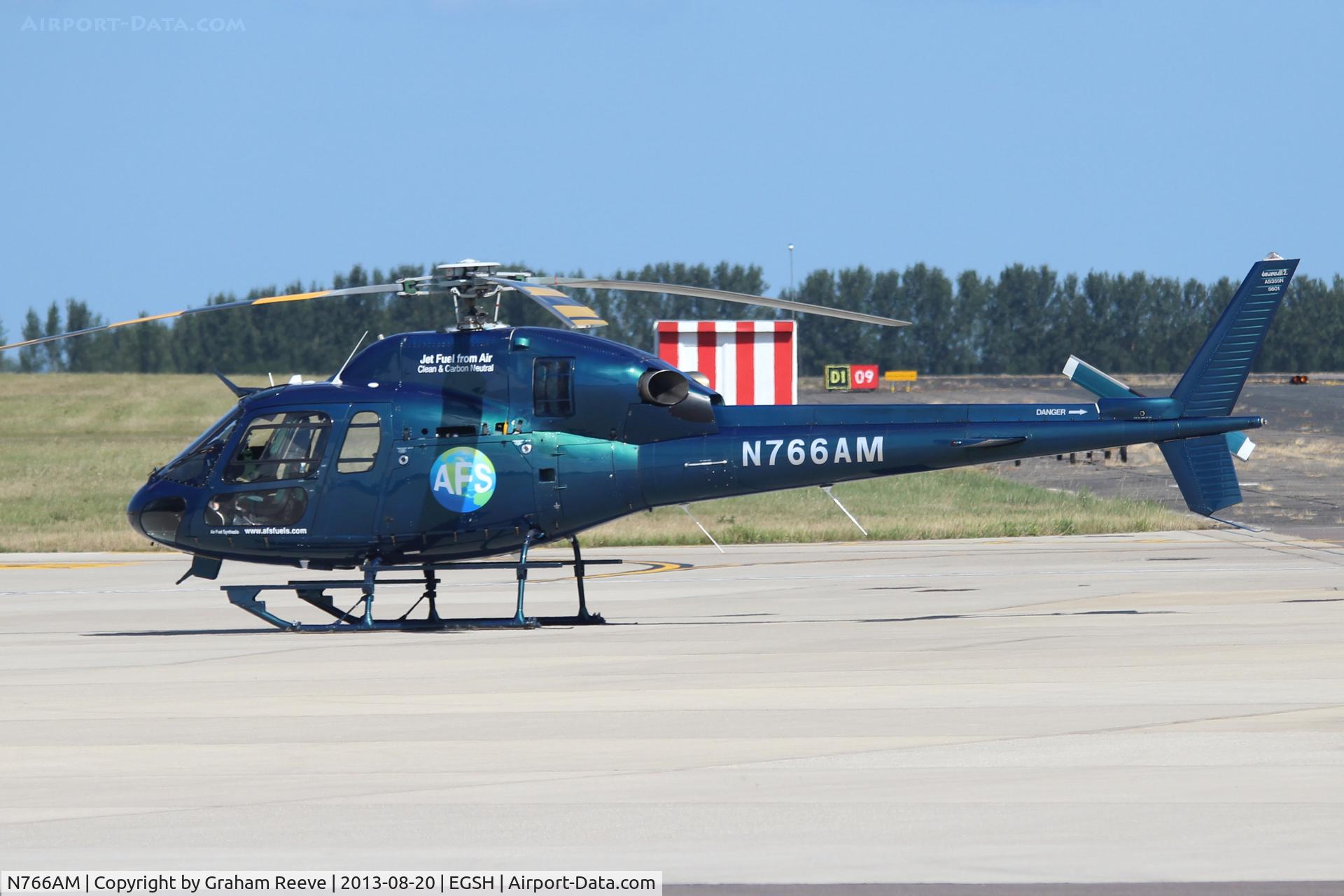 N766AM, 1996 Eurocopter AS-355N Twinstar C/N 5601, Parked at Norwich.