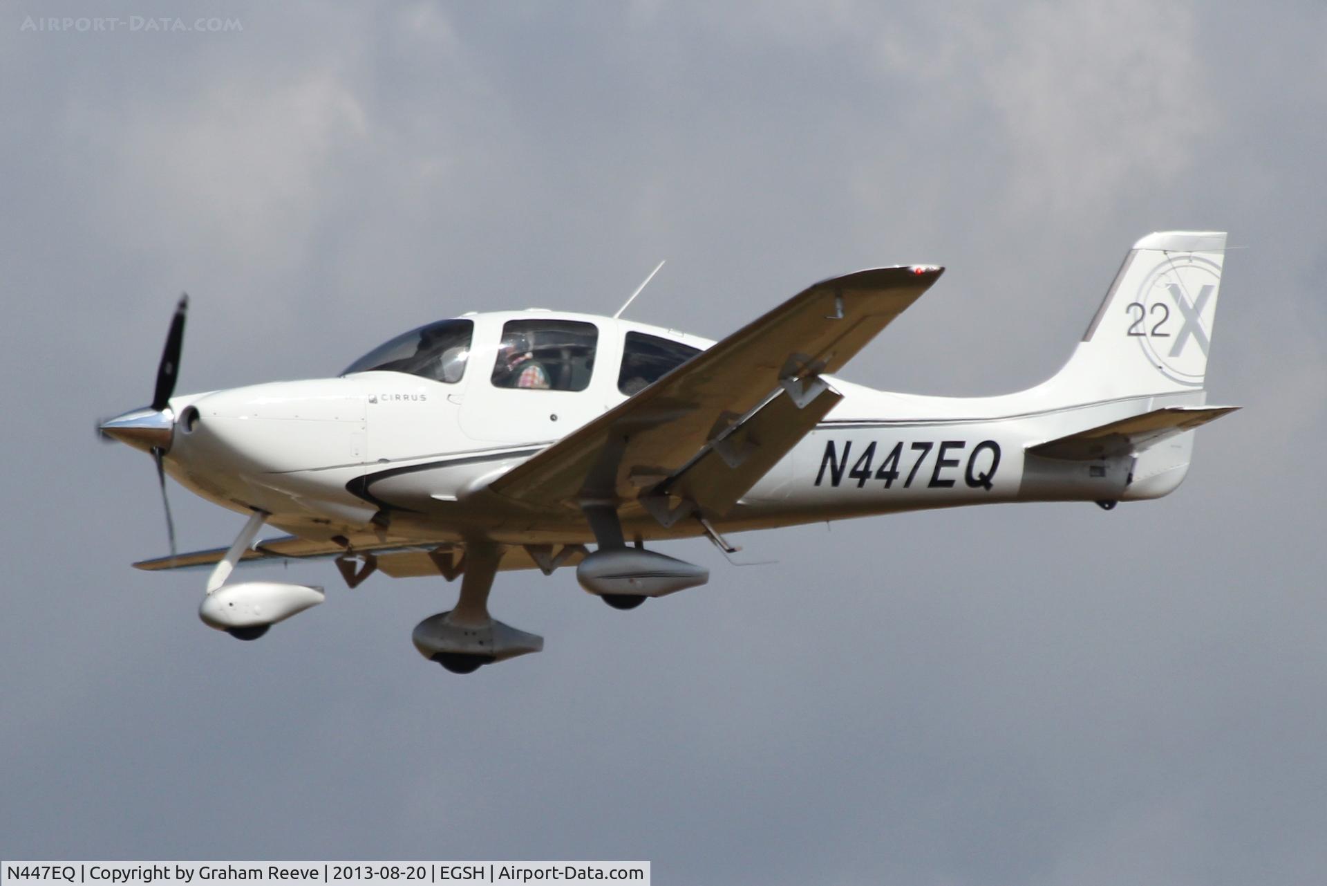 N447EQ, Cirrus SR22X C/N 3415, On finals to land.