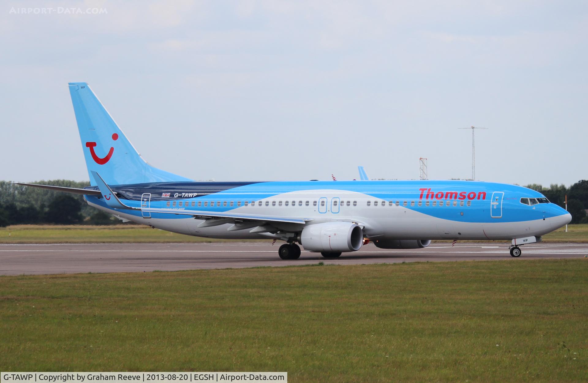 G-TAWP, 2013 Boeing 737-8K5 C/N 37257, About to depart on runway 27.