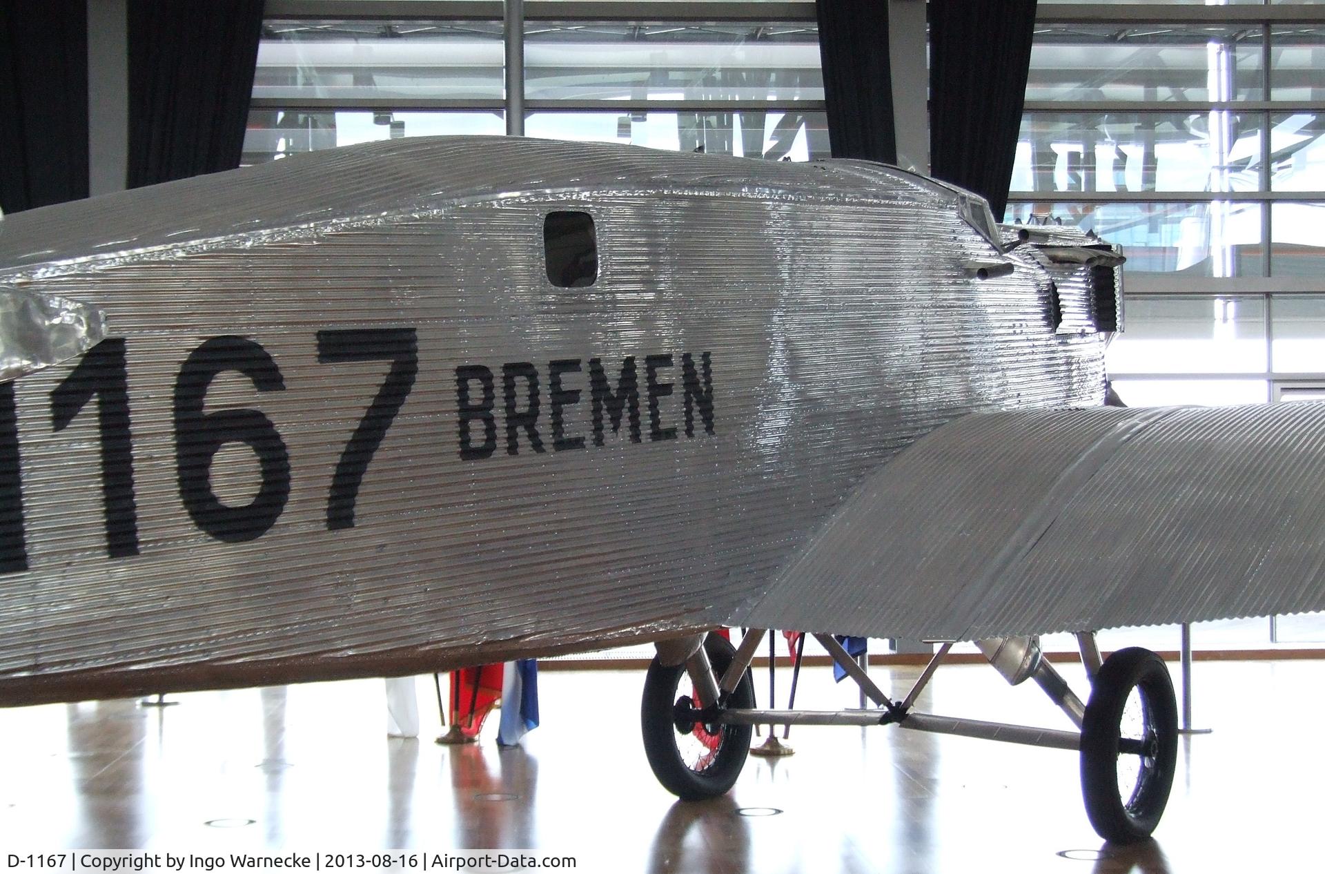 D-1167, Junkers W 33b C/N 2504, Junkers W 33b 'BREMEN', the first plane to cross the North Atlanic ocean from east to west in 1928 (on long term loan from the Henry Ford Museum, Dearborn MI, restored and exibited at Bremen airport, Bremen GERMANY)