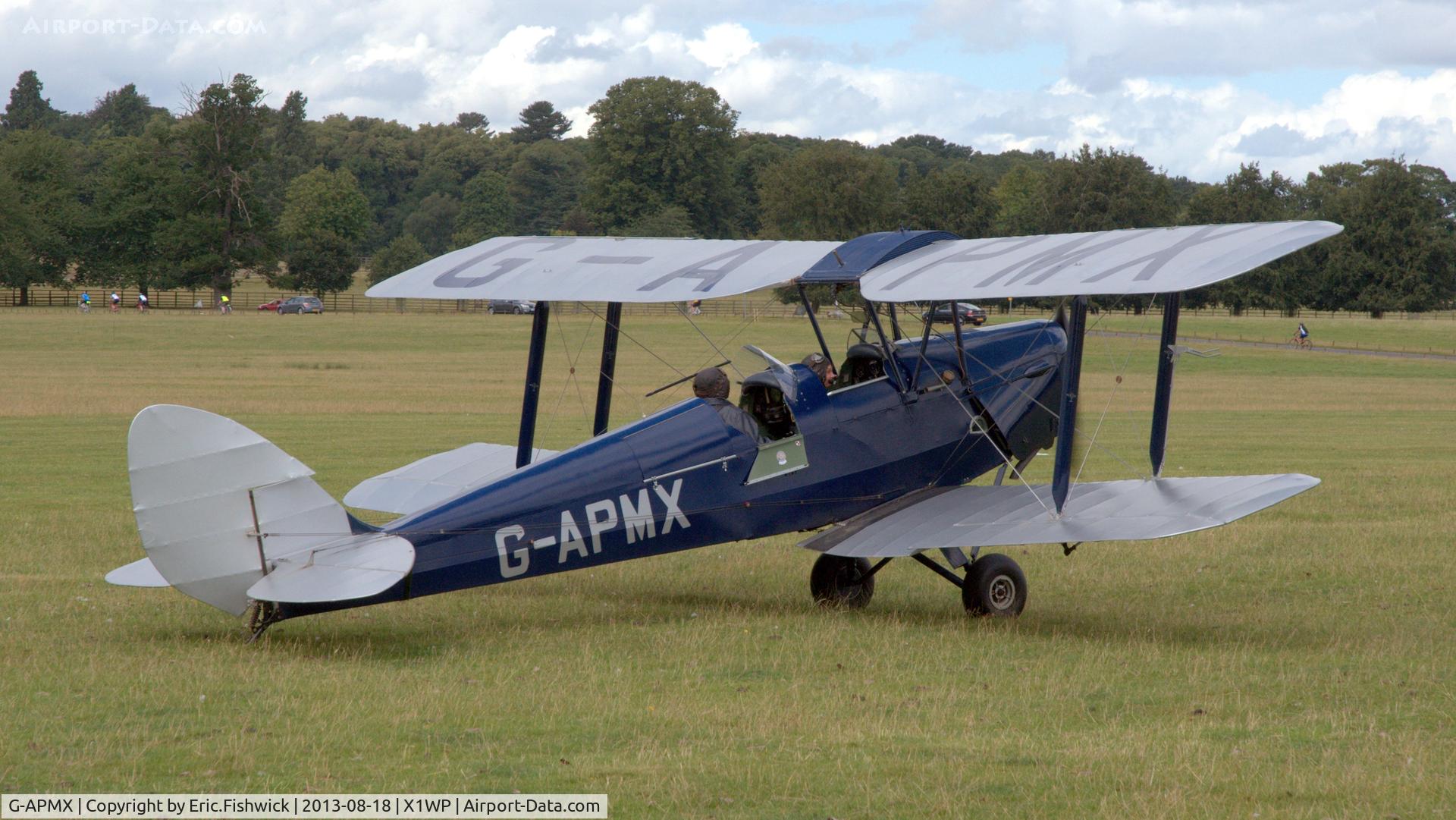 G-APMX, 1942 De Havilland DH-82A Tiger Moth II C/N 85645, 2. G-APMX at The 28th. International Moth Rally at Woburn Abbey, Aug. 2013.