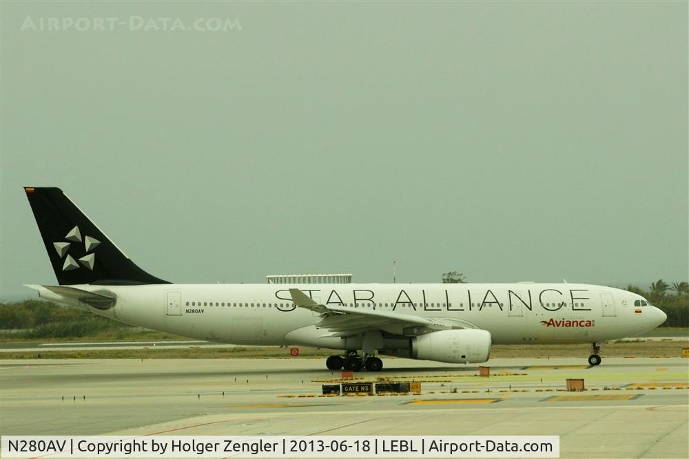 N280AV, 2013 Airbus A330-243 C/N 1400, On taxi to rwy 07R...