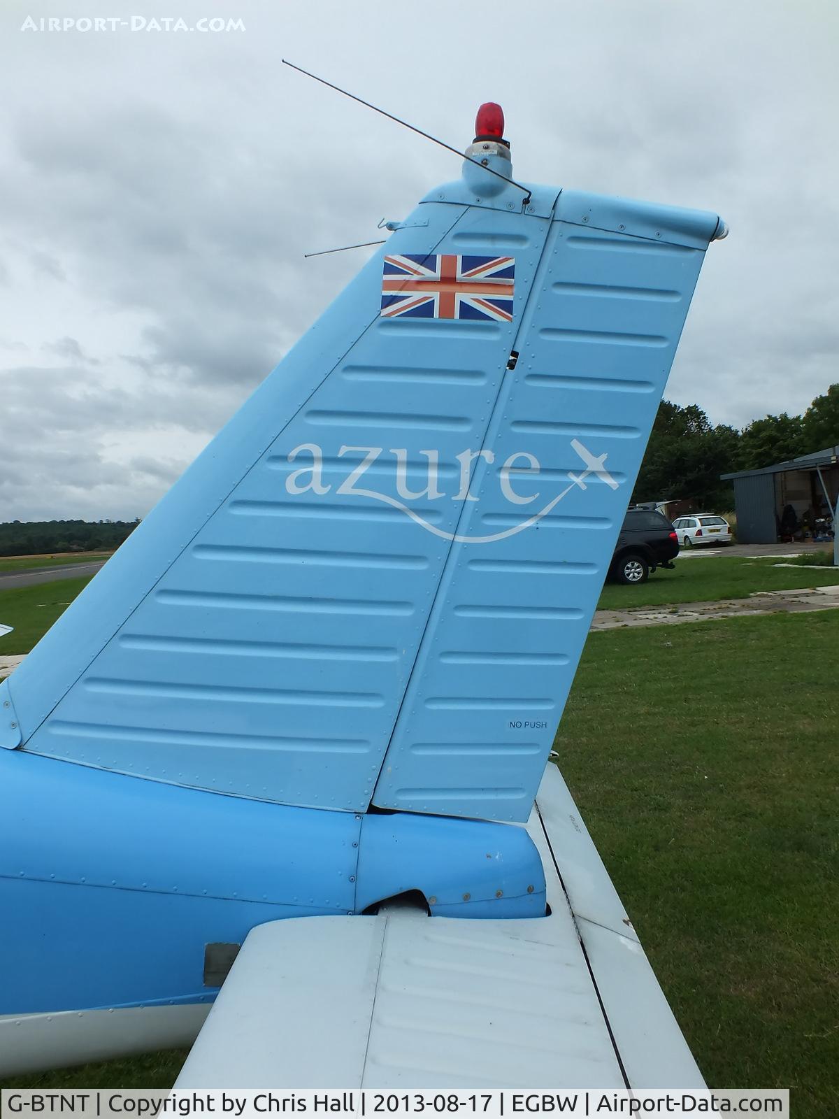 G-BTNT, 1976 Piper PA-28-151 Cherokee Warrior C/N 28-7615401, now with the Azure Flying Club logo on the tail
