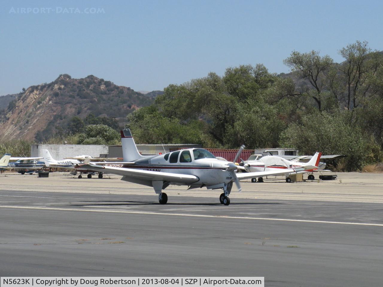 N5623K, 1964 Beech 35-B33 Debonair C/N CD-748, 1964 Beech 35 B33 DEBONAIR, Continental IO-470-K 225 Hp, landing roll Rwy 22