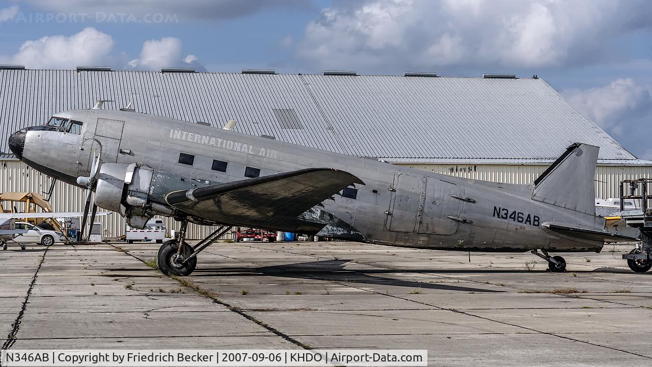 N346AB, 1945 Douglas DC3C-R-1830-90C C/N 16693, parked at Hondo Municipal Airport