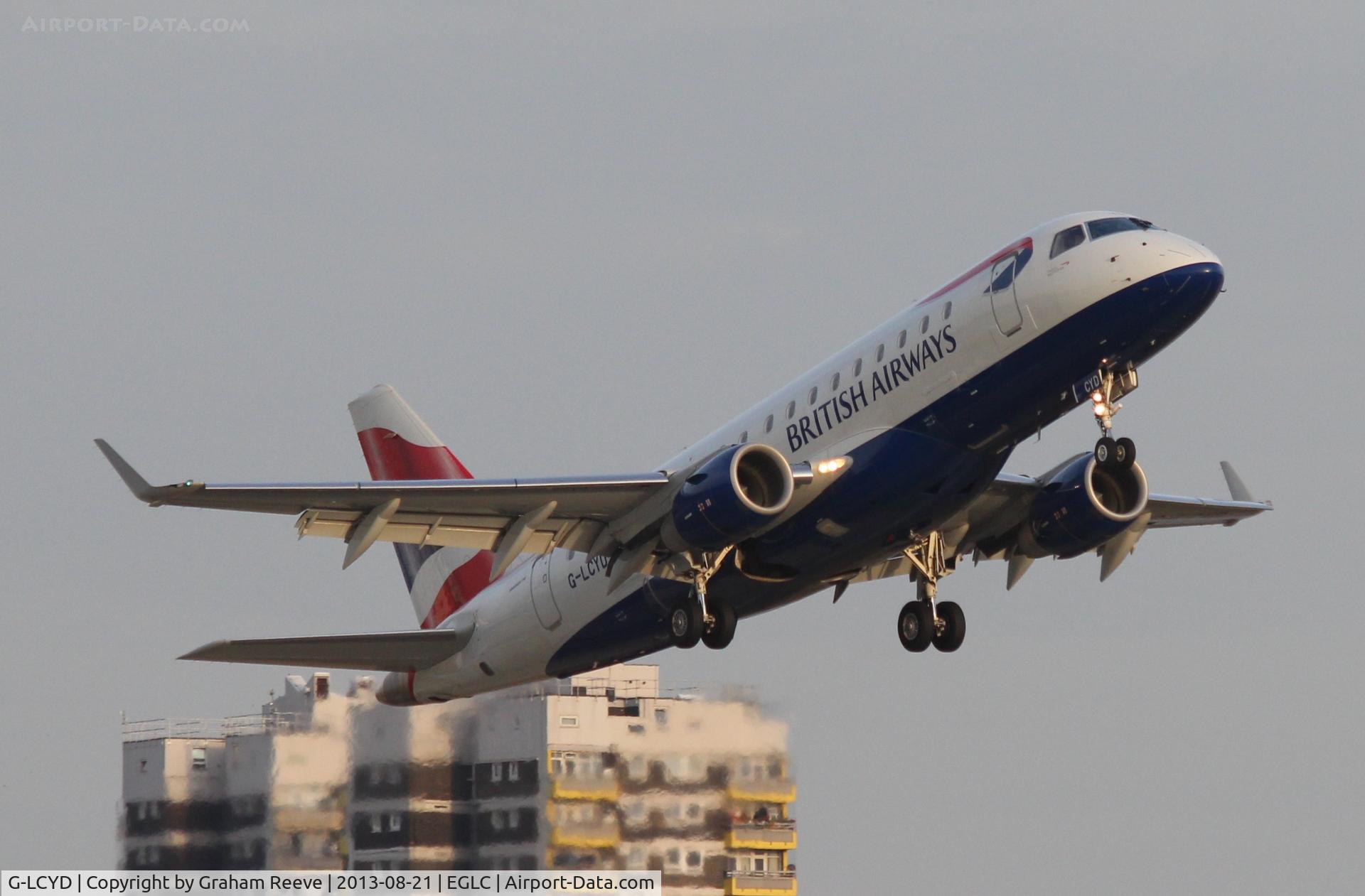 G-LCYD, 2009 Embraer 170STD (ERJ-170-100STD) C/N 17000294, Departing from London City.