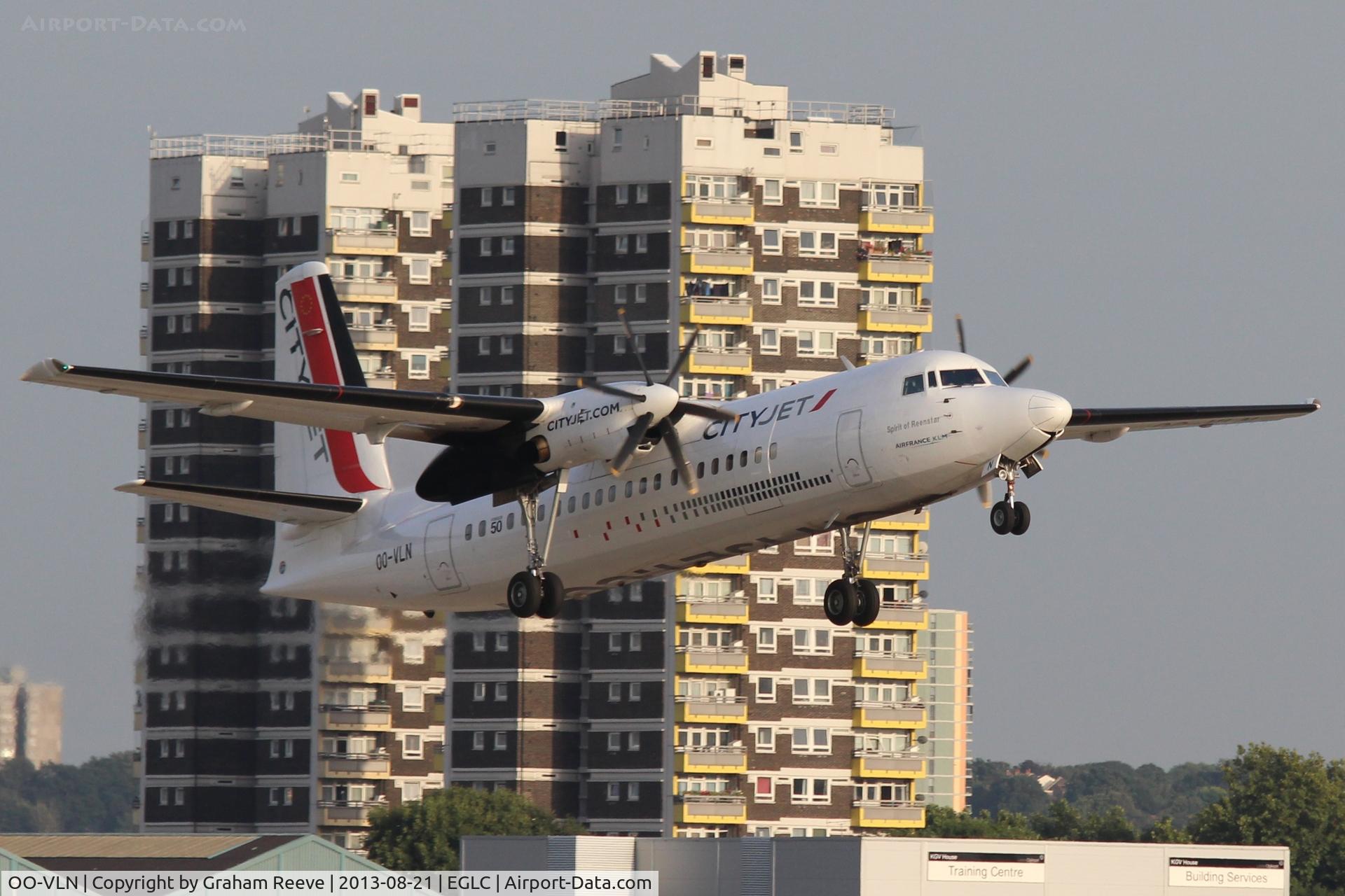 OO-VLN, 1989 Fokker 50 C/N 20145, Just airbourne from London City.