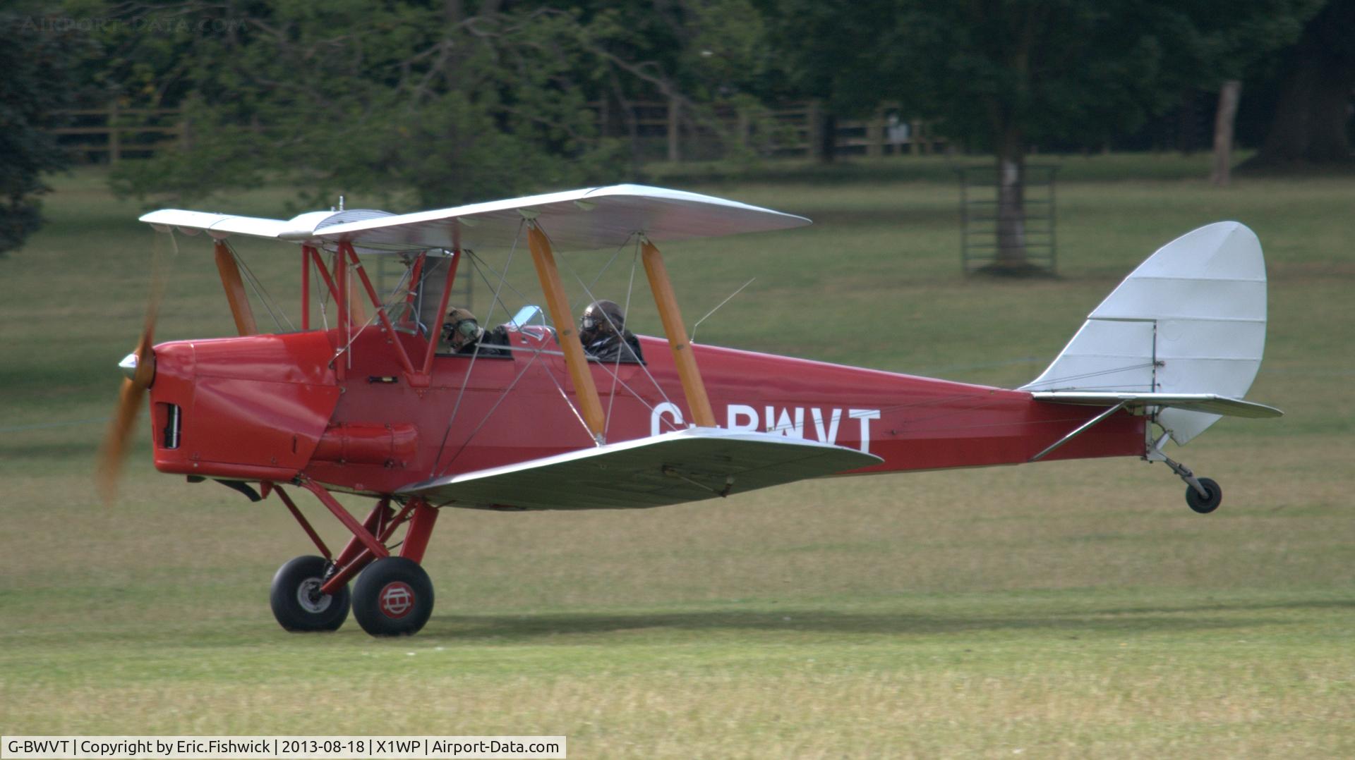 G-BWVT, 1942 De Havilland Australia DH-82A Tiger Moth C/N DHA1039, 3. G-BWVT at The 28th. International Moth Rally at Woburn Abbey, Aug. 2013.