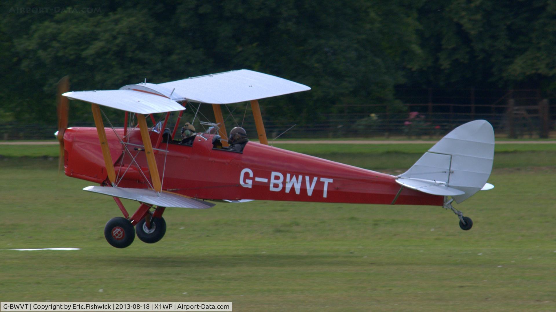 G-BWVT, 1942 De Havilland Australia DH-82A Tiger Moth C/N DHA1039, 1. G-BWVT at The 28th. International Moth Rally at Woburn Abbey, Aug. 2013.