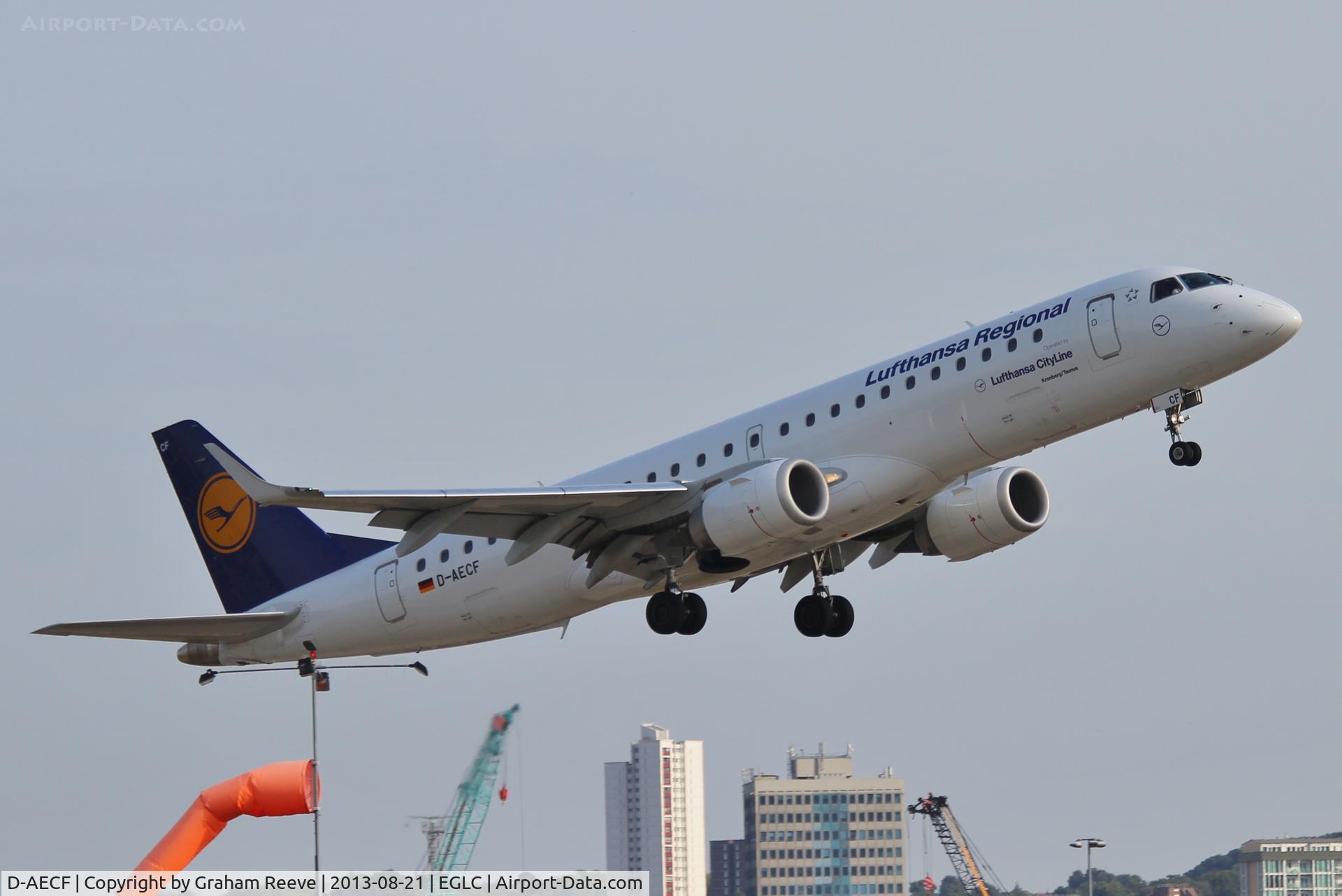 D-AECF, 2010 Embraer 190LR (ERJ-190-100LR) C/N 19000359, Just getting airbourne.
