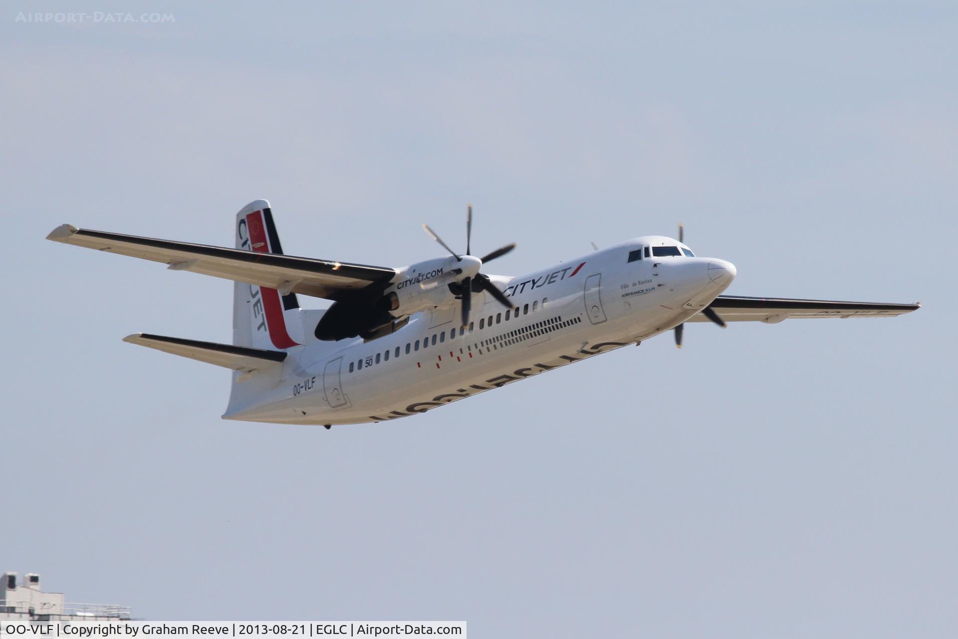 OO-VLF, 1991 Fokker 50 C/N 20208, Departing from London City.
