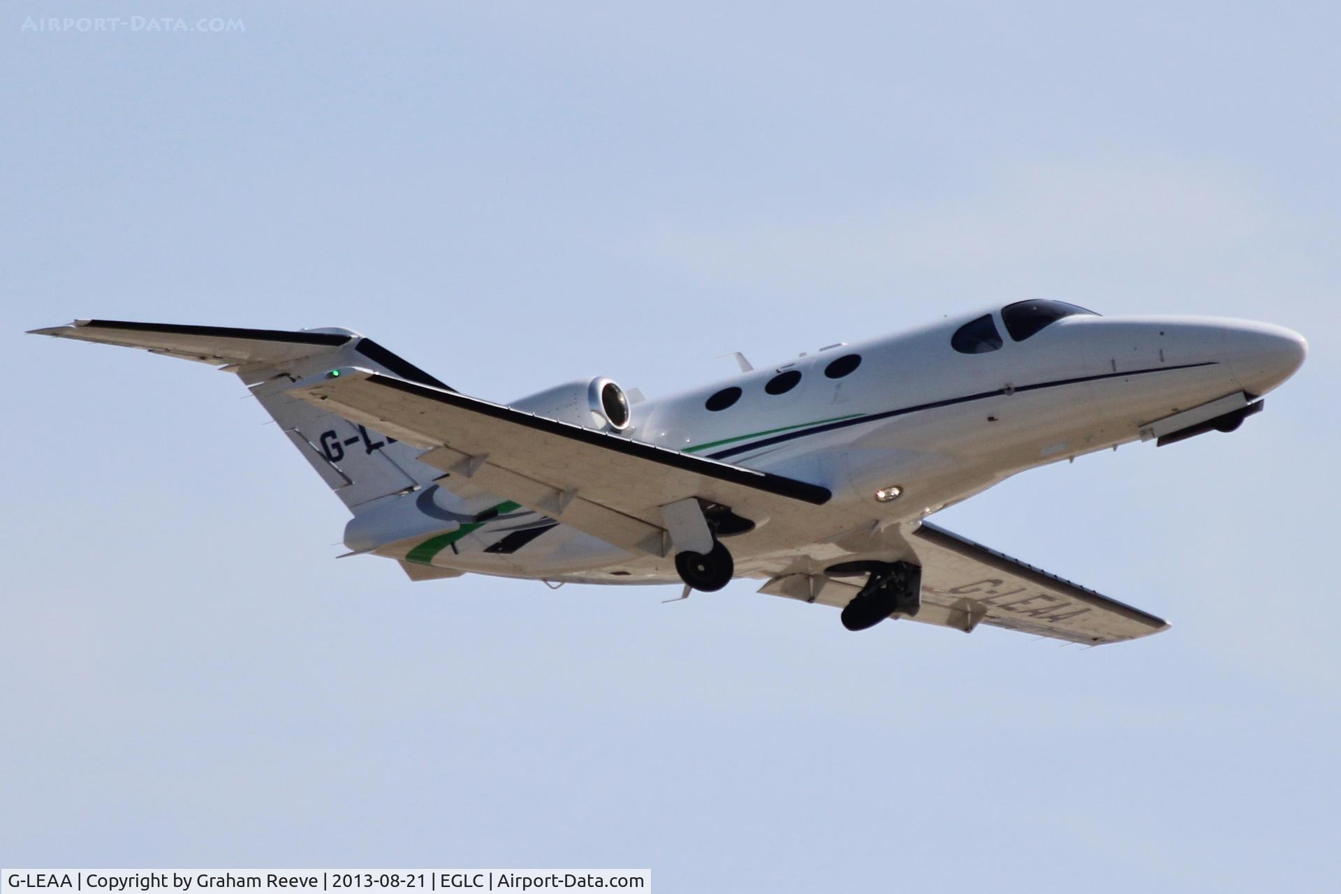 G-LEAA, 2007 Cessna 510 Citation Mustang Citation Mustang C/N 510-0072, Departing from London City.