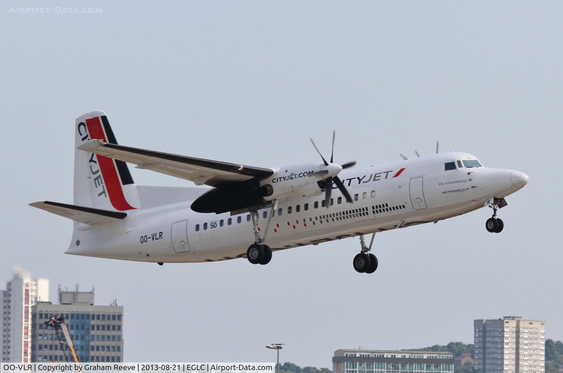 OO-VLR, 1988 Fokker 50 C/N 20121, Departing from London City.