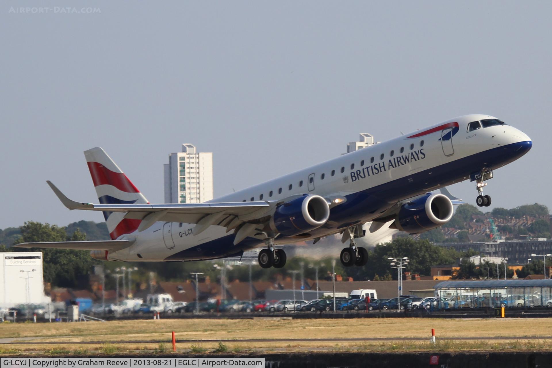 G-LCYJ, 2010 Embraer 190SR (ERJ-190-100SR) C/N 19000339, Just getting airbourne.