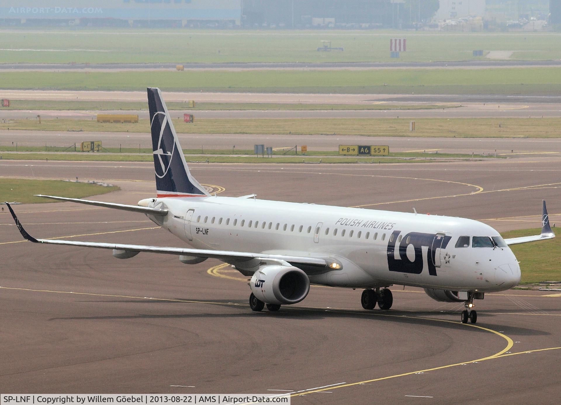 SP-LNF, 2013 Embraer 195LR (ERJ-190-200LR) C/N 19000596, Taxi to the gate of Schiphol Airport