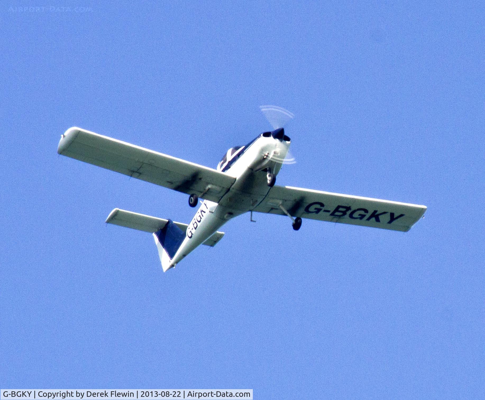G-BGKY, 1978 Piper PA-38-112 Tomahawk Tomahawk C/N 38-78A0737, Piper Tomahawk operated by Cambrian Flying Club at EGFH, overflying the Worms Head, Rhossili area of Gower.