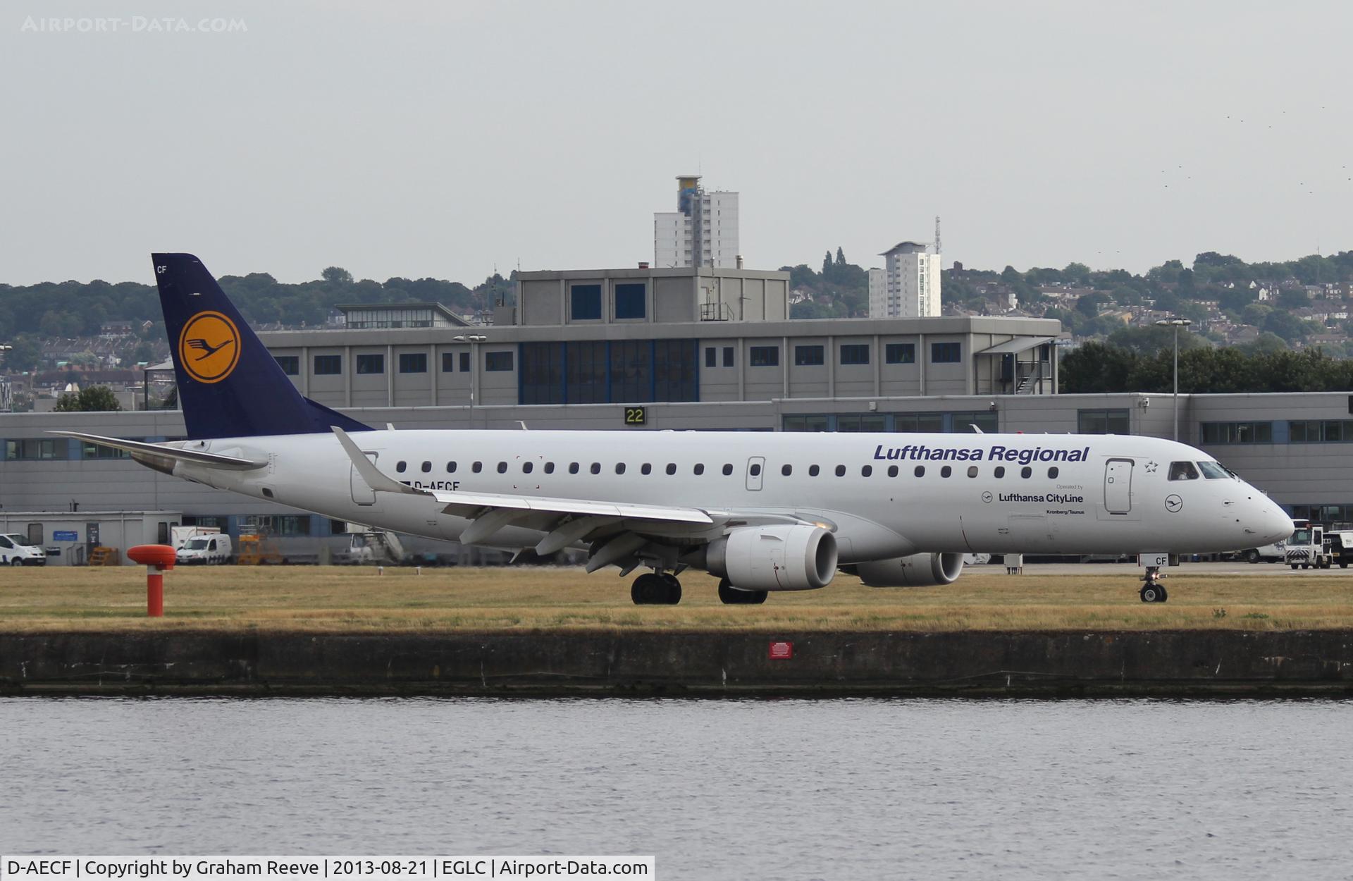 D-AECF, 2010 Embraer 190LR (ERJ-190-100LR) C/N 19000359, Just landed.