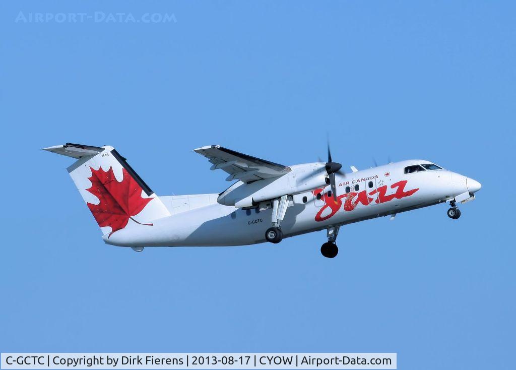C-GCTC, 1986 De Havilland Canada DHC-8-102 Dash 8 C/N 065, Departing Ottawa for and early morning run to Montreal (CYUL).