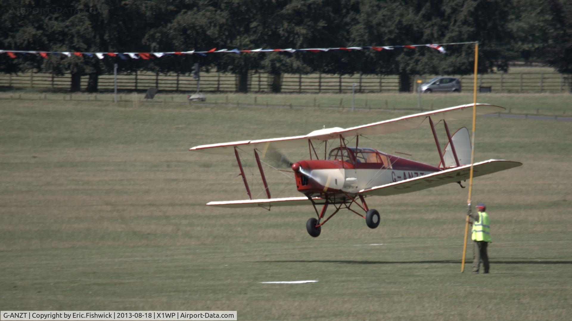 G-ANZT, 1957 Thruxton Jackaroo C/N 84176, 45. G-ANZT (Captain Neville's Flying Circus) at The 28th. International Moth Rally at Woburn Abbey, Aug. 2013.
