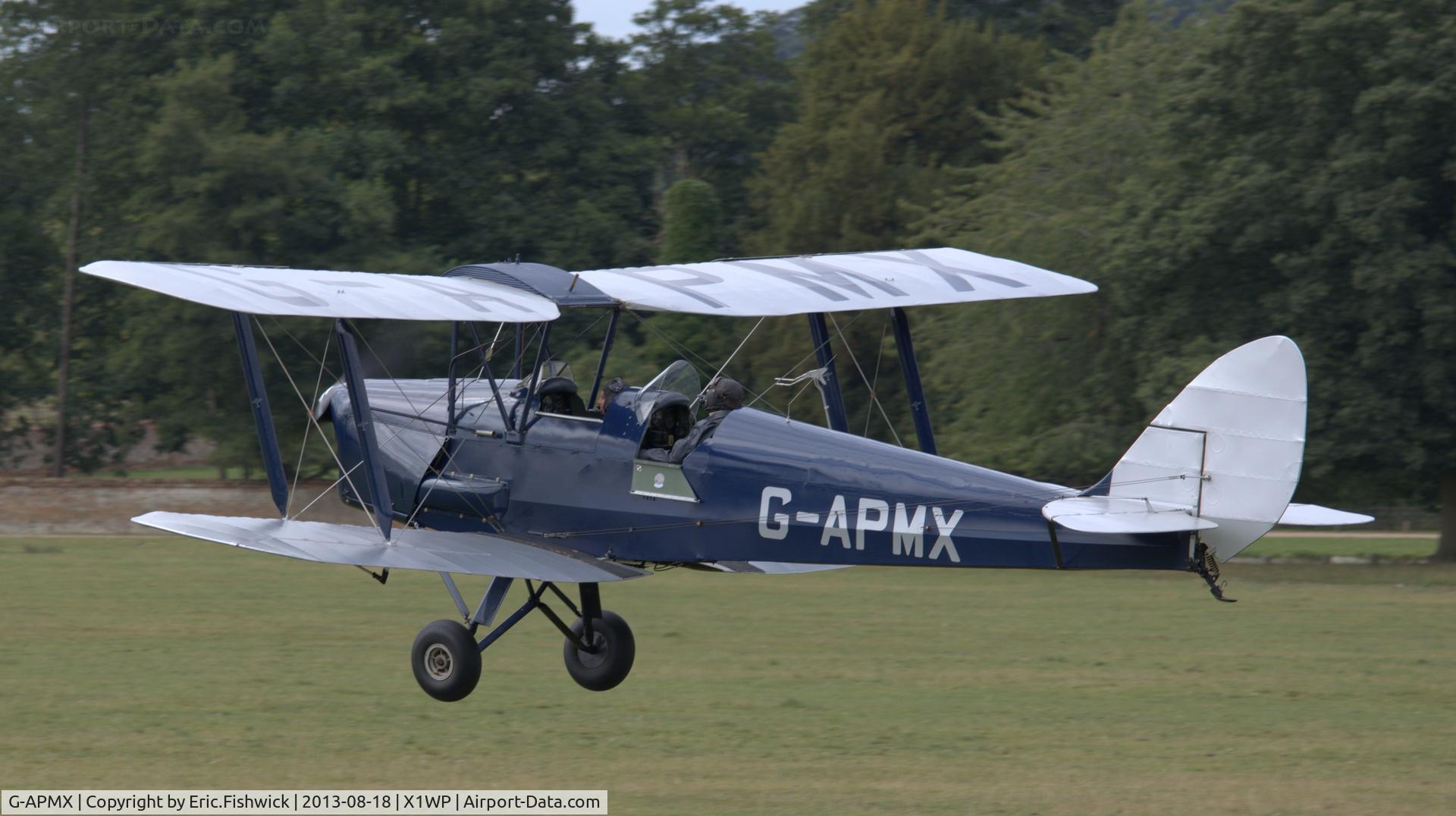 G-APMX, 1942 De Havilland DH-82A Tiger Moth II C/N 85645, 41. G-APMX at The 28th. International Moth Rally at Woburn Abbey, Aug. 2013.