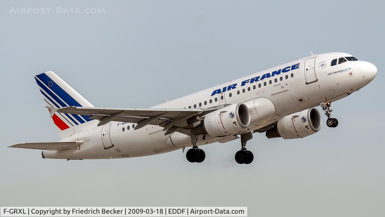F-GRXL, 2006 Airbus A319-111 C/N 2938, departure from Frankfurt via RW18W