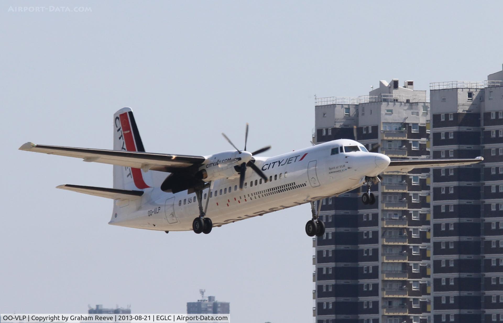 OO-VLP, 1991 Fokker 50 C/N 20209, Departing from London City.