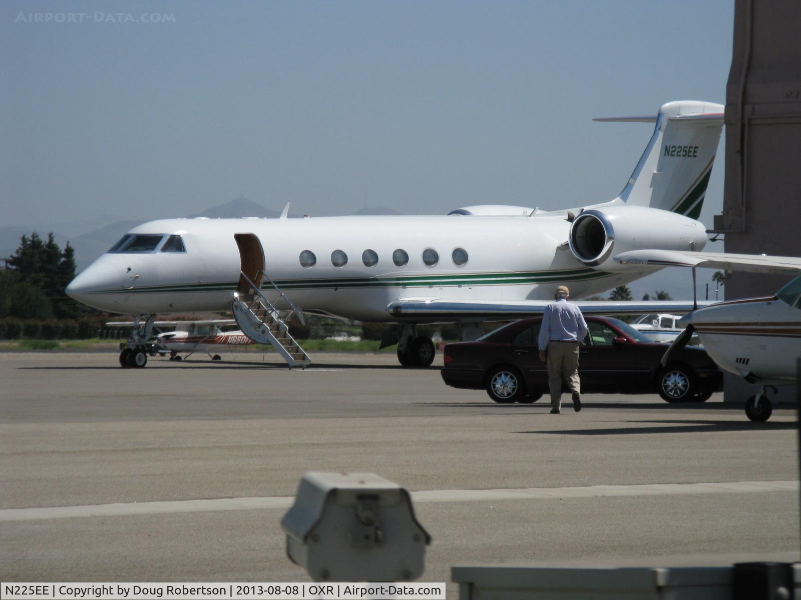 N225EE, 1998 Gulfstream Aerospace G-V C/N 563, 1998 Gulfstream G-V, 2 Rolls Royce BR700-710A110 Turbofans, 14,680 lb st each. Max speed 501 kt, 576 mph. Max range w/ 4 crew and 8 pax & reserves at design cruise of Mach 0.80 at 41,000 ft.-6,500 nm.