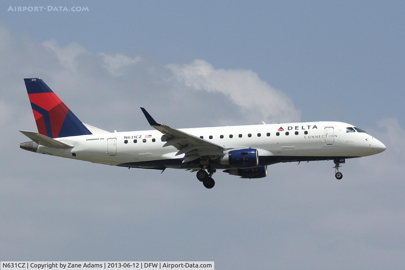 N631CZ, 2008 Embraer 175LR (ERJ-170-200LR) C/N 17000239, Landing at DFW Airport