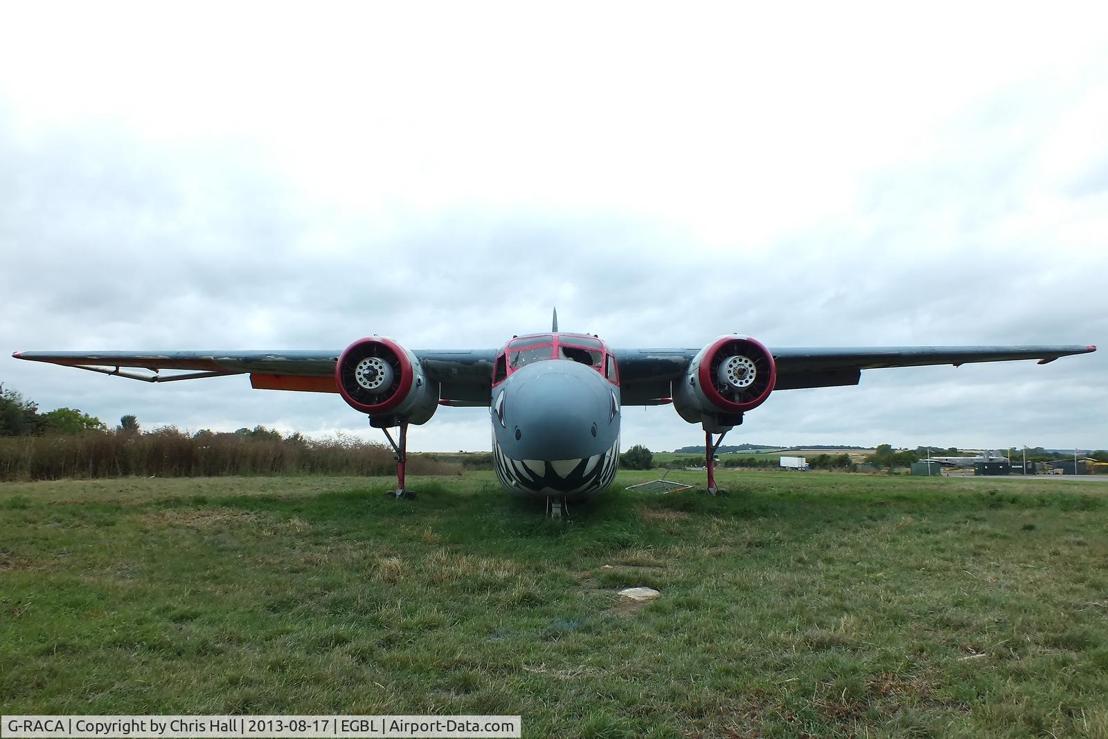 G-RACA, 1952 Percival P-57 Sea Prince T1 C/N P57/49, Long Marston gate guard has had a repaint by some graffitti artists