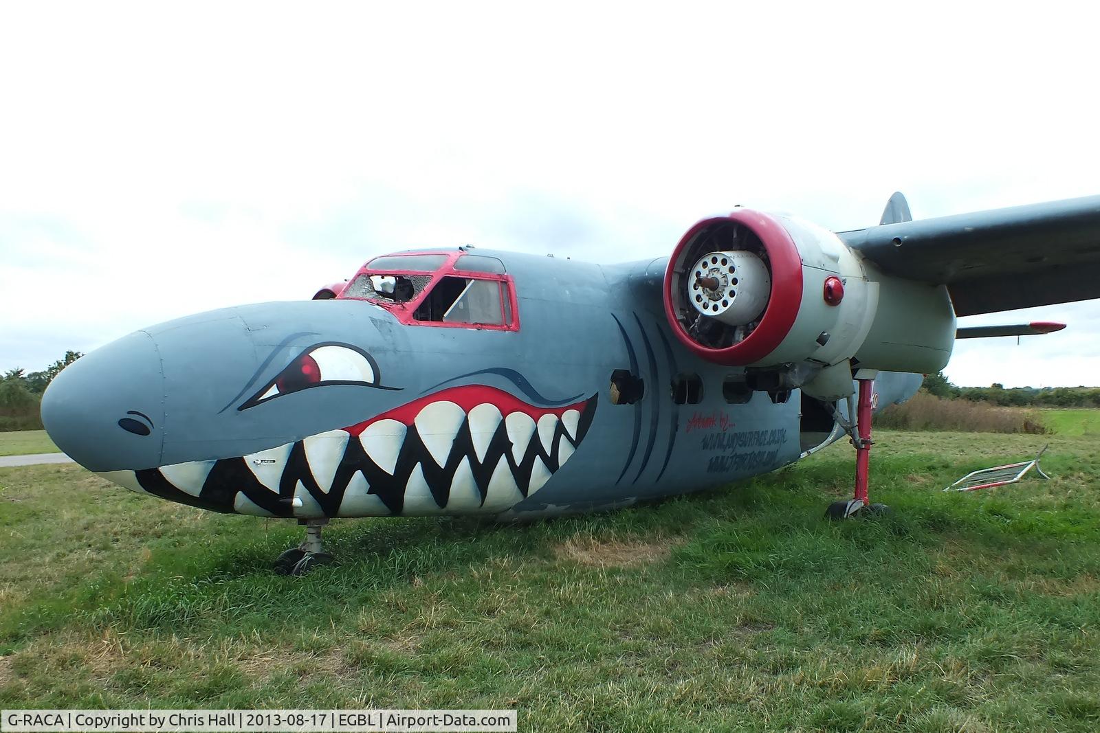 G-RACA, 1952 Percival P-57 Sea Prince T1 C/N P57/49, Long Marston gate guard looking a lot smarter after a repaint by some graffitti artists