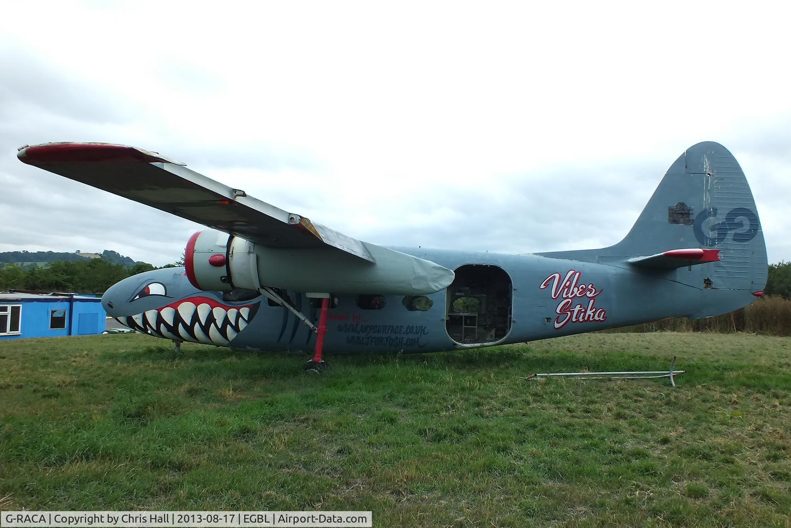 G-RACA, 1952 Percival P-57 Sea Prince T1 C/N P57/49, Long Marston gate guard looking a lot smarter after a repaint by some graffitti artists