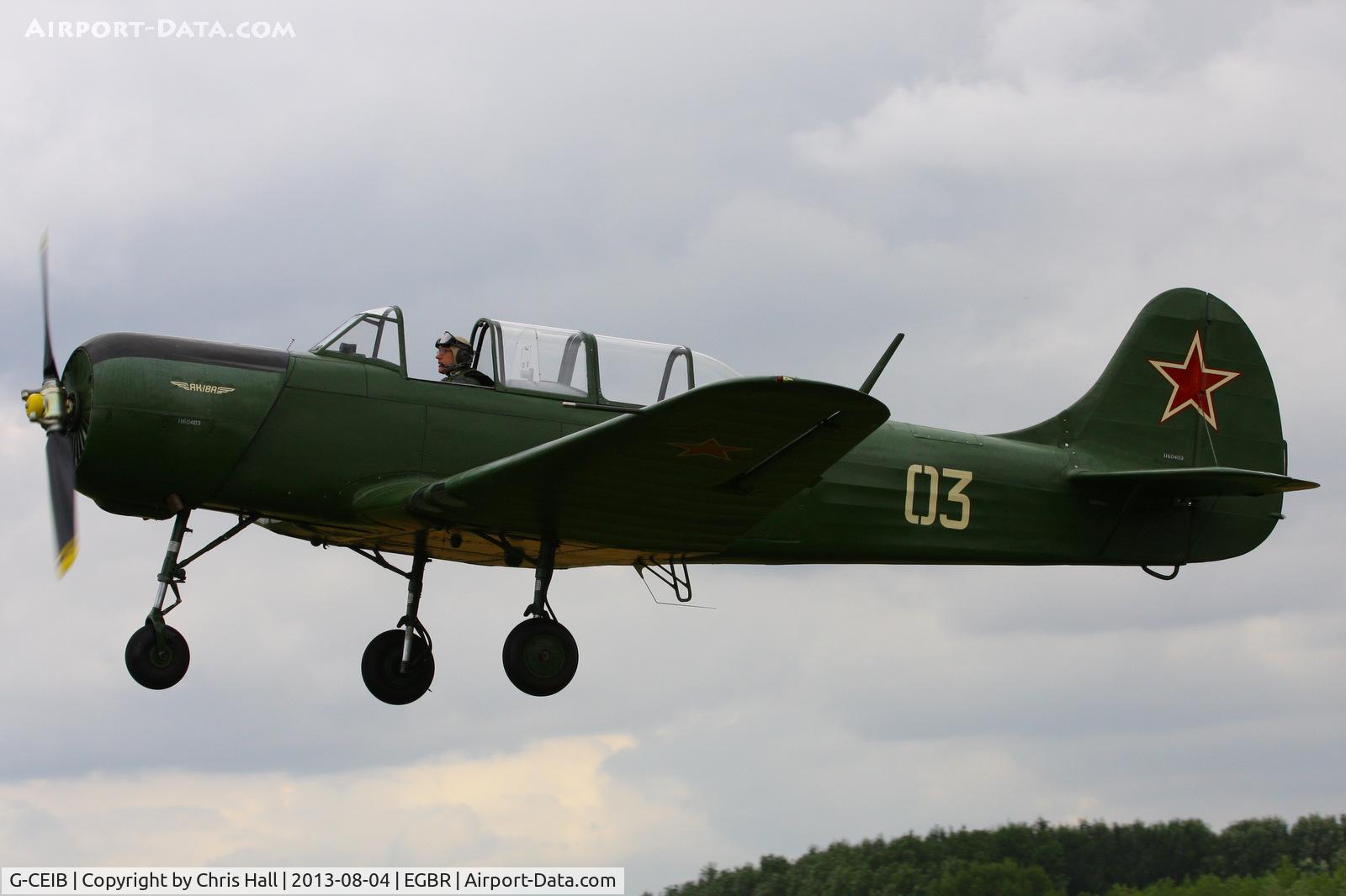 G-CEIB, 1958 Yakovlev Yak-18A C/N 1160403, displaying at Breighton's Summer Fly-in