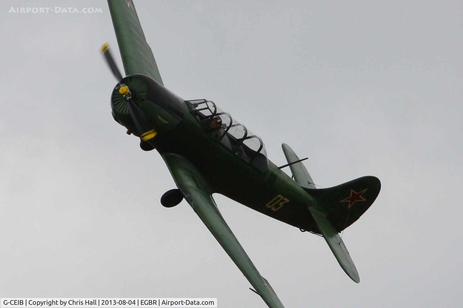 G-CEIB, 1958 Yakovlev Yak-18A C/N 1160403, displaying at Breighton's Summer Fly-in